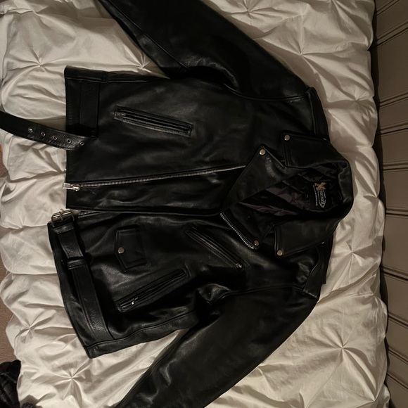 Xelement Men’s Black Leather Motorcycle Jacket - 4XL - Picture 1 of 3